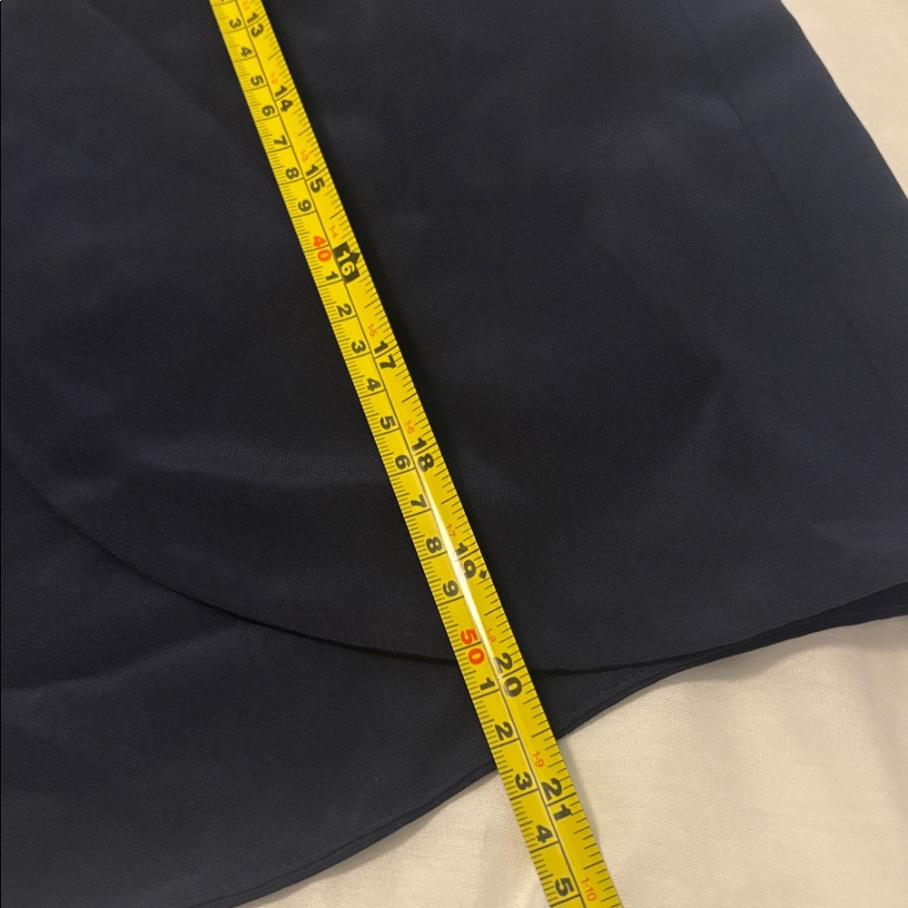 Annie Griffin Navy 100% Silk Open tailored Vest SZ L cropped  work wear casual - Picture 6 of 11